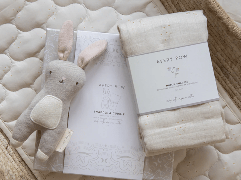Swaddle &amp; Cuddle New Baby Set -&nbsp;https://storkofstamford.com/products/swaddle-cuddle-new-baby-gift-set-chamomile